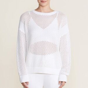 Barefoot Dreams Sunbleached Open Stitch Pullover Sweater in Pearl White Size L